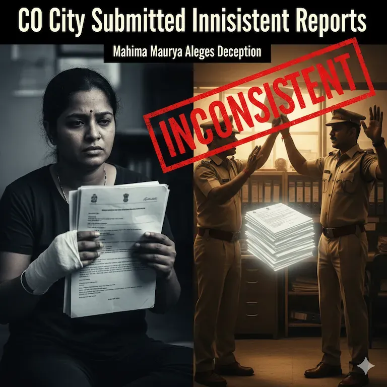 CO City submitted inconsistent reports alleged Mahima Maurya