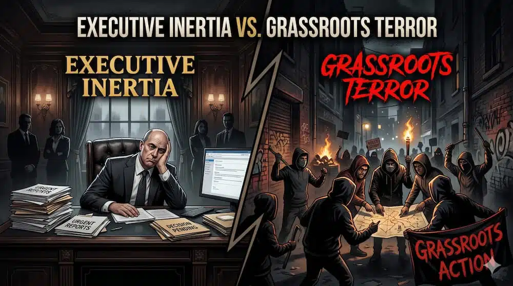 Executive Inertia vs Grassroots Terror: A Case Study